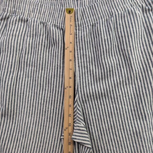 Old Navy Cropped High-Rise Straight Pull-On Pants XL Tall Striped Linen Blend - Picture 4 of 12